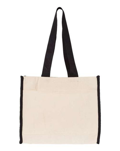 Q-Tees 14L Tote with Contrast-Color Handles Q1100 Custom Embroidered Business Logo