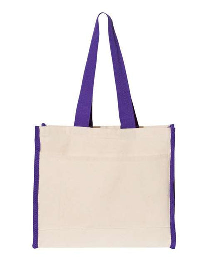 Q-Tees 14L Tote with Contrast-Color Handles Q1100 Custom Embroidered Business Logo