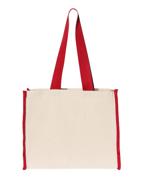 Q-Tees 14L Tote with Contrast-Color Handles Q1100 Custom Embroidered Business Logo