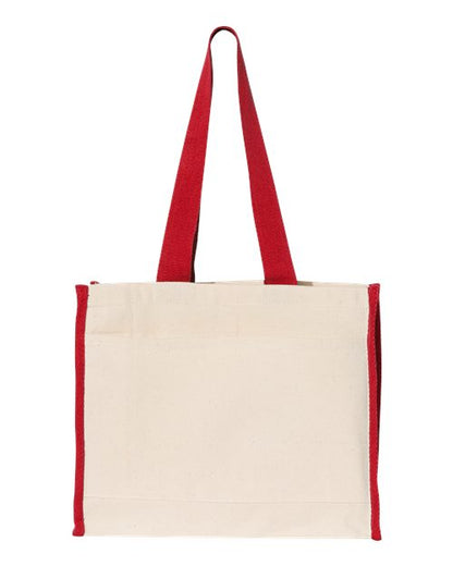 Q-Tees 14L Tote with Contrast-Color Handles Q1100 Custom Embroidered Business Logo