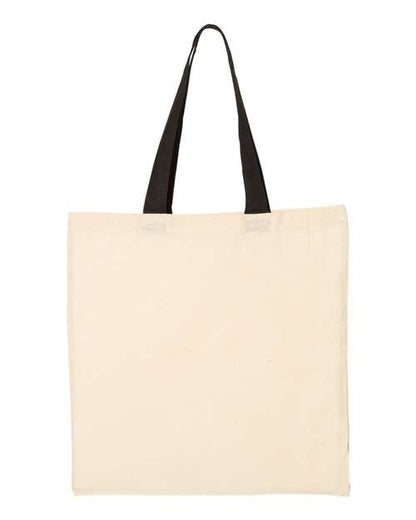 Q-Tees Economical Tote with Contrast-Color Handles QTB6000 Custom Embroidered Business Logo