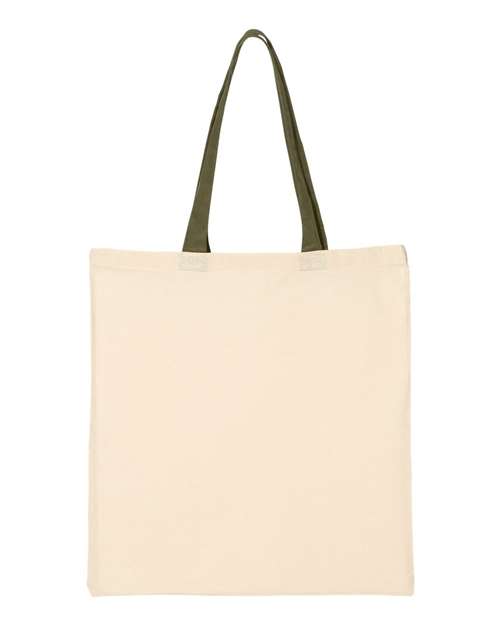 Q-Tees Economical Tote with Contrast-Color Handles QTB6000 Custom Embroidered Business Logo