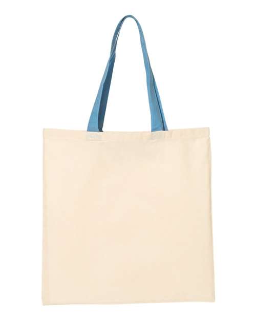 Q-Tees Economical Tote with Contrast-Color Handles QTB6000 Custom Embroidered Business Logo