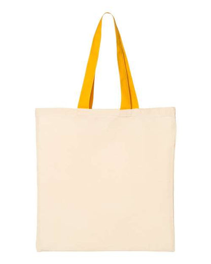 Q-Tees Economical Tote with Contrast-Color Handles QTB6000 Custom Embroidered Business Logo