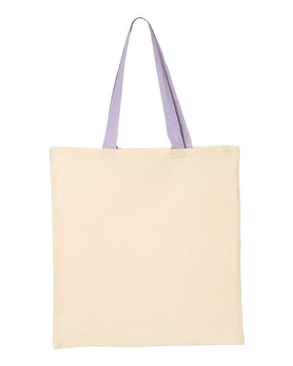 Q-Tees Economical Tote with Contrast-Color Handles QTB6000 Custom Embroidered Business Logo