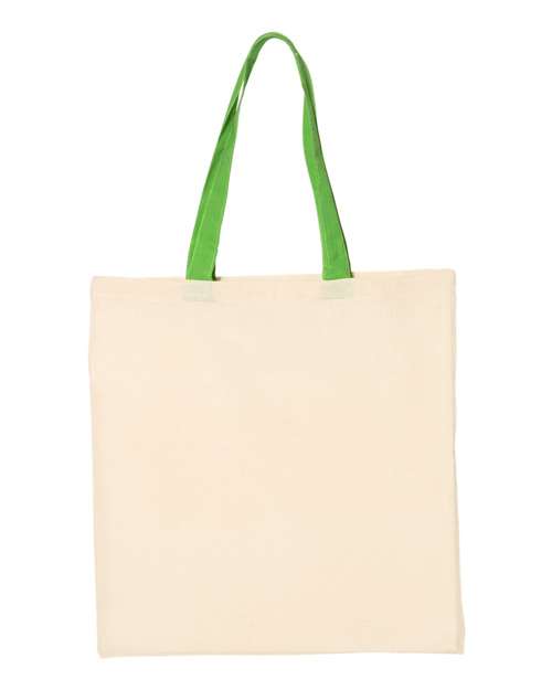 Q-Tees Economical Tote with Contrast-Color Handles QTB6000 Custom Embroidered Business Logo