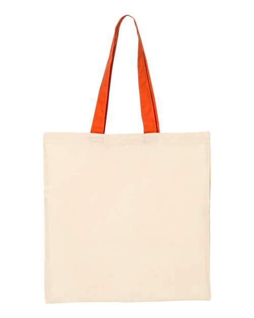 Q-Tees Economical Tote with Contrast-Color Handles QTB6000 Custom Embroidered Business Logo