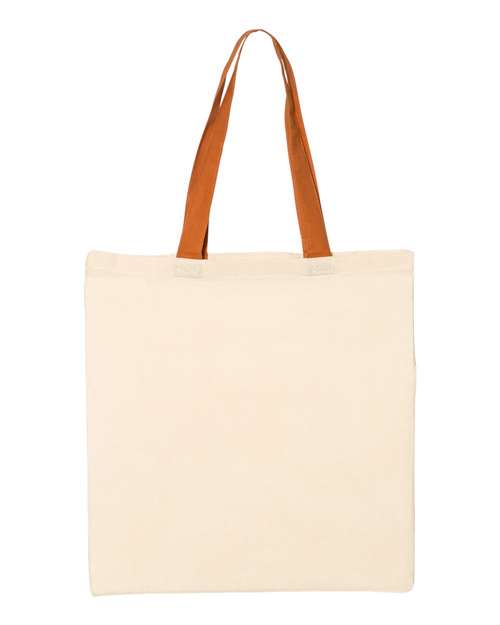 Q-Tees Economical Tote with Contrast-Color Handles QTB6000 Custom Embroidered Business Logo