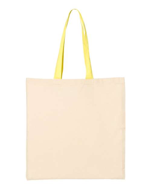 Q-Tees Economical Tote with Contrast-Color Handles QTB6000 Custom Embroidered Business Logo