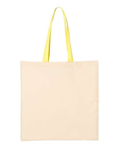 Q-Tees Economical Tote with Contrast-Color Handles QTB6000 Custom Embroidered Business Logo