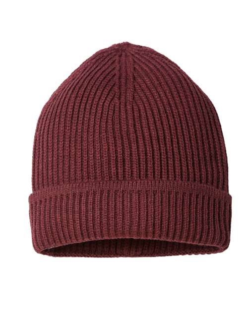 Atlantis Headwear Sustainable Finish Edge Cuffed Beanie MAPLE Custom Embroidered Business Logo