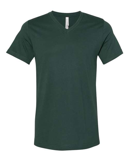 BELLA + CANVAS Jersey V-Neck Tee 3005 Forest Custom Embroidered Business Logo