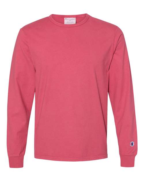 Champion Garment-Dyed Long Sleeve T-Shirt CD200 Custom Embroidered Business Logo