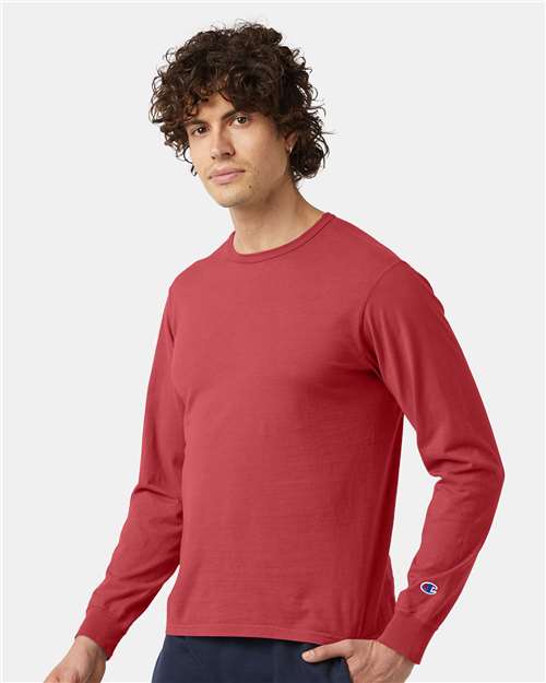 Champion Garment-Dyed Long Sleeve T-Shirt CD200 Custom Embroidered Business Logo