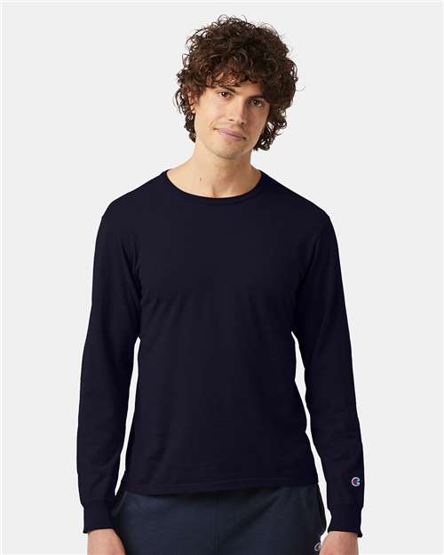 Champion Garment-Dyed Long Sleeve T-Shirt CD200 Custom Embroidered Business Logo