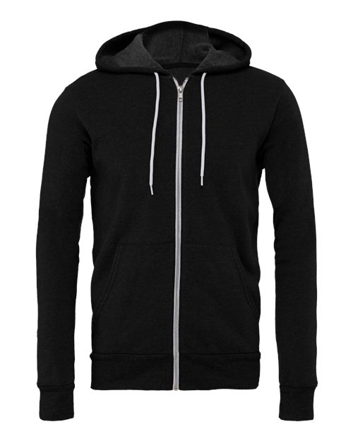 BELLA + CANVAS Sponge Fleece Full-Zip Hoodie 3739 Black Heather