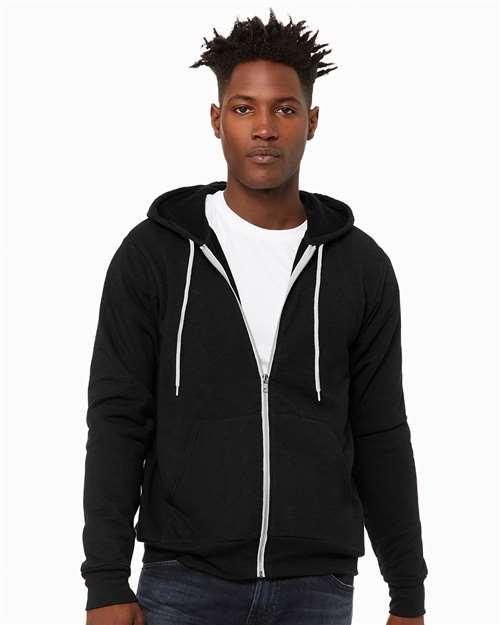 Custom Embroidered  BELLA + CANVAS Sponge Fleece Full-Zip Hoodie 3739 Black Heather