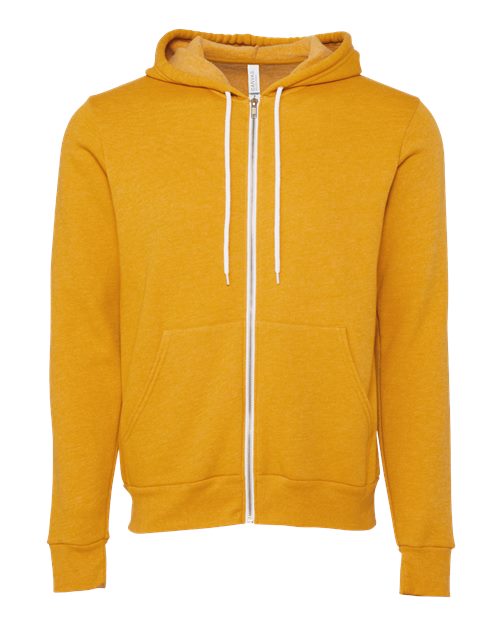BELLA + CANVAS Sponge Fleece Full-Zip Hoodie 3739 Heather Mustard