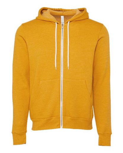 BELLA + CANVAS Sponge Fleece Full-Zip Hoodie 3739 Heather Mustard
