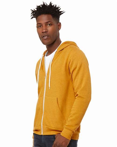 BELLA + CANVAS Sponge Fleece Full-Zip Hoodie 3739 Heather Mustard