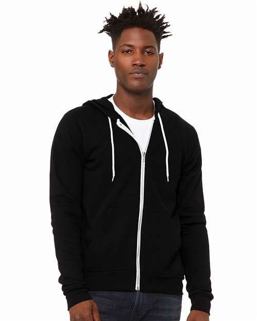 Custom Embroidered  BELLA + CANVAS Sponge Fleece Full-Zip Hoodie 3739 DTG Black