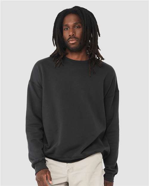 Custom Embroidered  BELLA + CANVAS Sponge Fleece Drop Shoulder Crewneck Sweatshirt 3945 Dark Grey