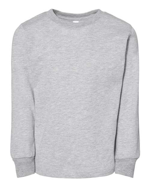 BELLA + CANVAS Heather CVC Long Sleeve Tee 3501CVC Solid White Blend Custom Embroidered Business Logo