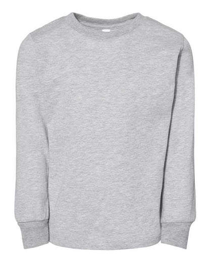 BELLA + CANVAS Heather CVC Long Sleeve Tee 3501CVC Solid White Blend Custom Embroidered Business Logo