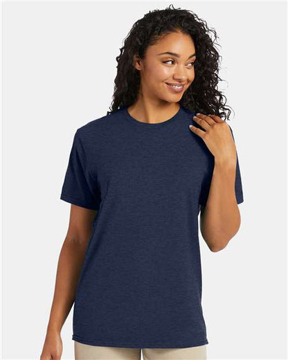 Custom Embroidered  Hanes Perfect-T T-Shirt 4980 Heather Navy