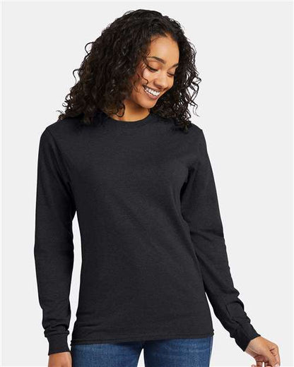 Hanes Essential-T Long Sleeve T-Shirt 5286 Charcoal Heather