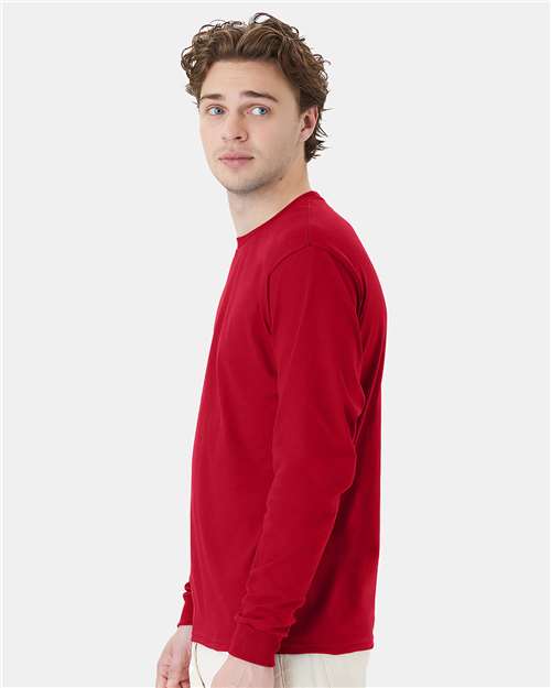 Hanes Essential-T Long Sleeve T-Shirt 5286 Deep Red