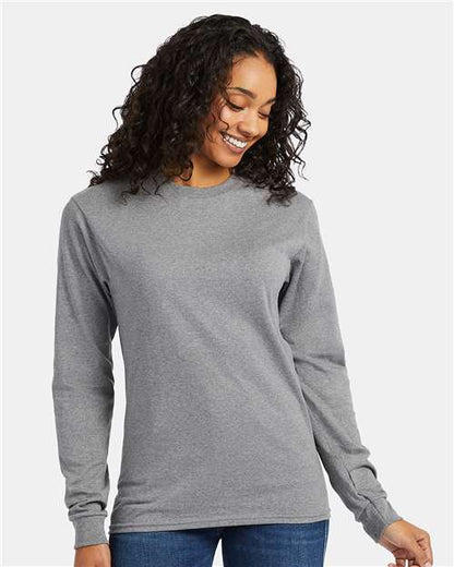 Hanes Essential-T Long Sleeve T-Shirt 5286 Oxford Grey