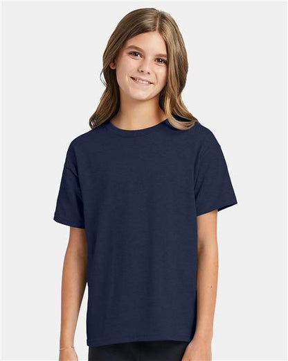 Custom Embroidered  Hanes Ecosmart™ Youth T-Shirt 5370 Heather Navy