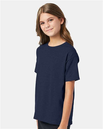 Hanes Ecosmart™ Youth T-Shirt 5370 Heather Navy