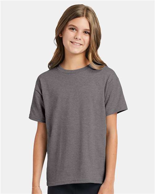 Custom Embroidered  Hanes Ecosmart™ Youth T-Shirt 5370 Oxford Grey