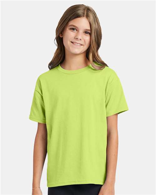Custom Embroidered  Hanes Ecosmart™ Youth T-Shirt 5370 Safety Green