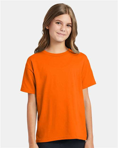 Custom Embroidered  Hanes Ecosmart™ Youth T-Shirt 5370 Safety Orange