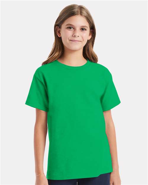 Custom Embroidered  Hanes Essential-T Youth T-Shirt 5480 Kelly Green