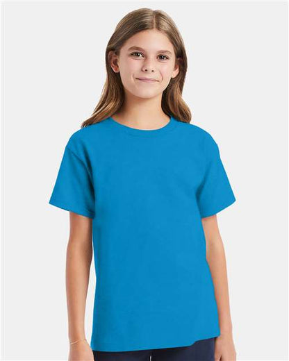 Custom Embroidered  Hanes Essential-T Youth T-Shirt 5480 Teal