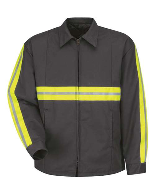 Red Kap Enhanced Visibility Perma-Lined Panel Jacket - Tall Sizes JT50ENT Custom Embroidered Business Logo