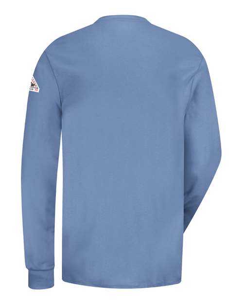 Custom EmbroideredBulwark Men's Long Sleeve Tagless Henley Shirt 8249 Light Blue