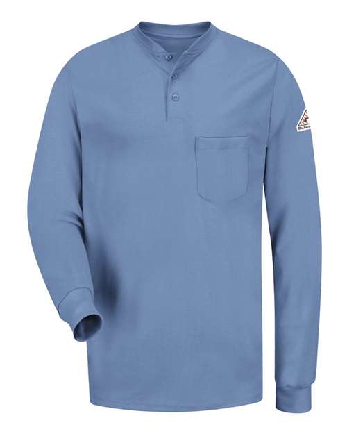 Bulwark Men's Long Sleeve Tagless Henley Shirt 8249