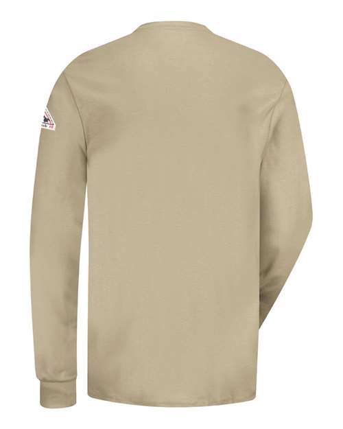 Custom EmbroideredBulwark Men's Tall Long Sleeve Tagless Henley Shirt 8262 Khaki