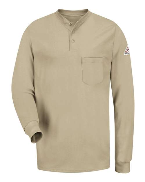 Bulwark Men's Tall Long Sleeve Tagless Henley Shirt 8262