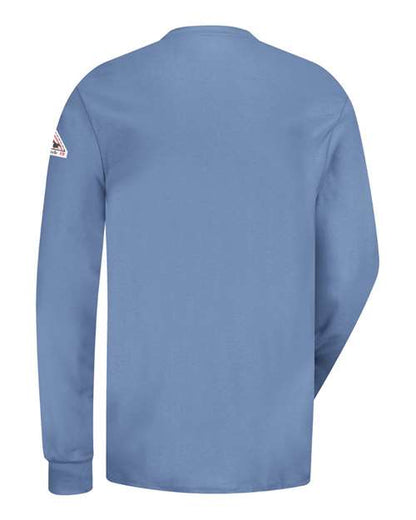 Custom EmbroideredBulwark Men's Tall Long Sleeve Tagless Henley Shirt 8262 Light Blue