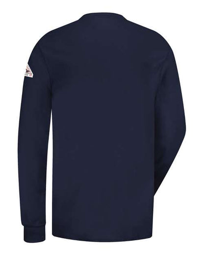 Custom EmbroideredBulwark Men's Tall Long Sleeve Tagless Henley Shirt 8262 Navy