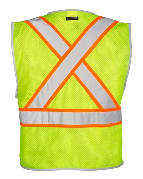 Custom EmbroideredKishigo Unisex Premium Brilliant Series X Back Dual Compliant Vest 8277 Lime