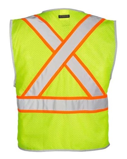 Custom EmbroideredKishigo Unisex Premium Brilliant Series X Back Dual Compliant Vest 8277 Lime