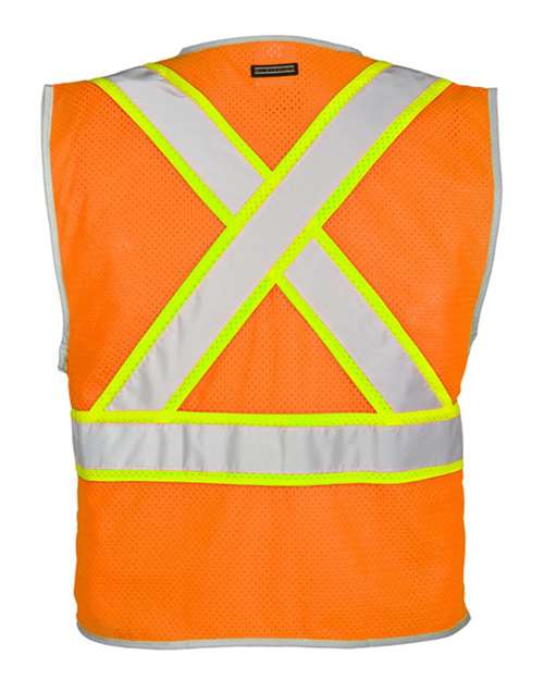 Custom EmbroideredKishigo Unisex Premium Brilliant Series X Back Dual Compliant Vest 8277 Orange