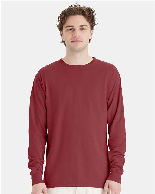 Custom Embroidered  ComfortWash by Hanes Garment-Dyed Long Sleeve T-Shirt GDH200 Cayenne